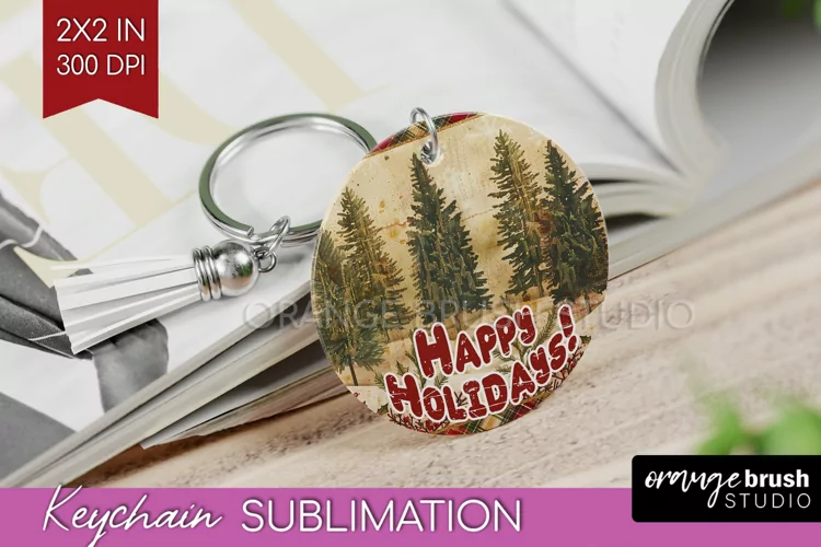 Vintage Christmas Keychain PNG - Xmas Keychain Sublimation
