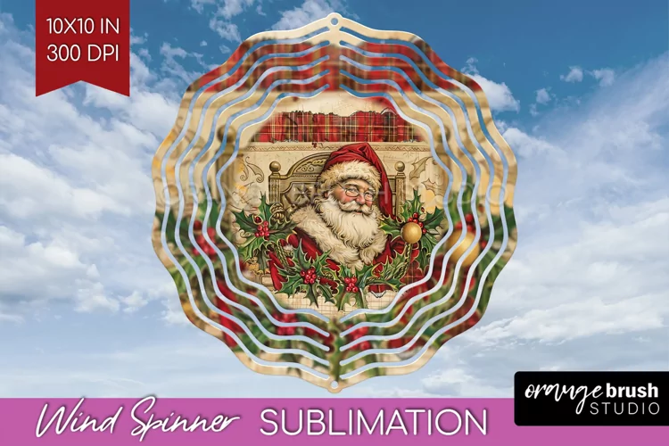 Vintage Christmas Wind Spinner PNG - Retro Xmas Sublimation