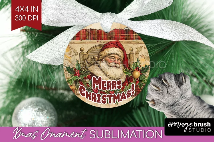 Vintage Christmas Ornament PNG - Retro Xmas Sublimation