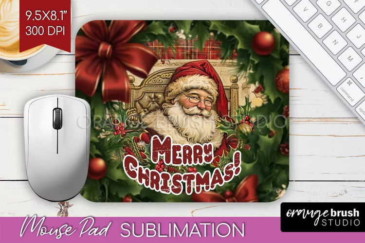 Vintage Christmas Mouse Pad Sublimation - Xmas Mousepad PNG