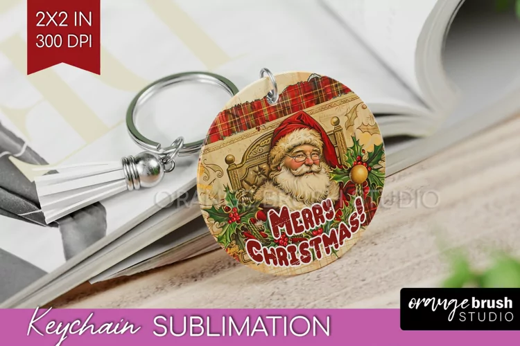 Vintage Christmas Keychain PNG - Xmas Keychain Sublimation