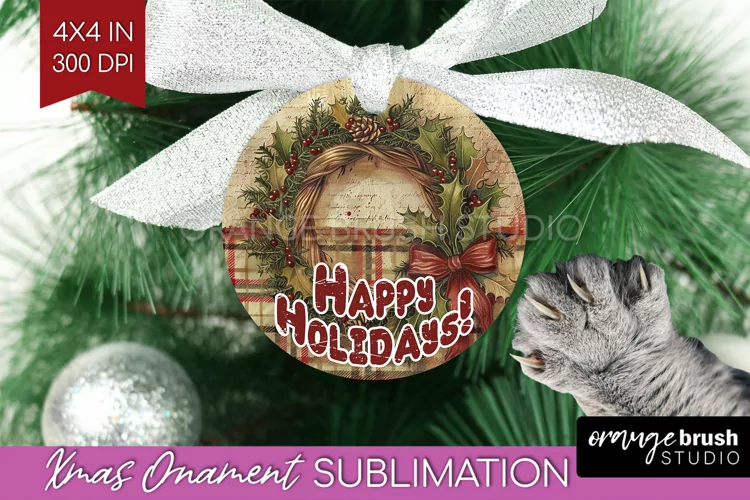 Vintage Christmas Ornament PNG - Retro Xmas Sublimation