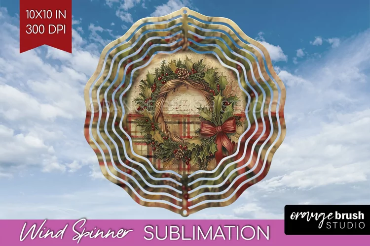 Vintage Christmas Wind Spinner PNG - Retro Xmas Sublimation