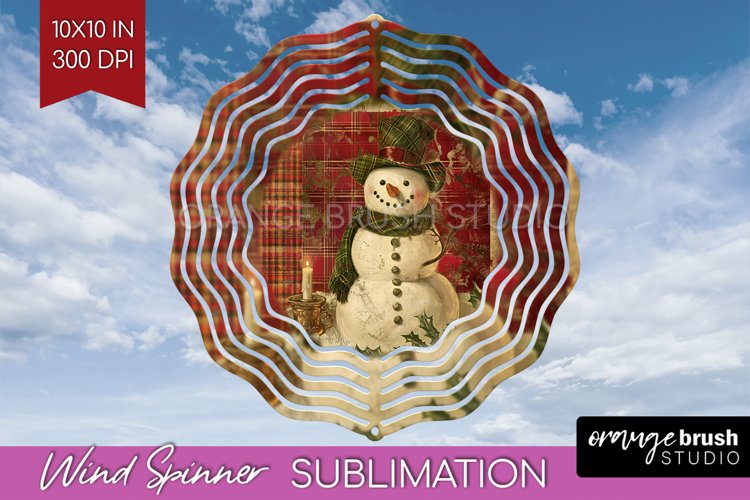 Vintage Christmas Wind Spinner PNG - Retro Xmas Sublimation example image 1