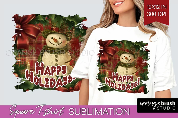 Vintage Christmas Sublimation, Xmas Square Tshirt Background