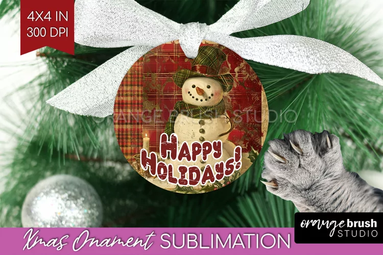 Vintage Christmas Ornament PNG - Retro Xmas Sublimation