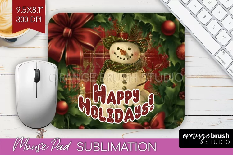 Vintage Christmas Mouse Pad Sublimation - Xmas Mousepad PNG