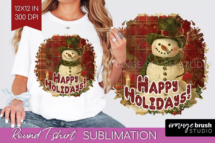 Vintage Christmas Sublimation, Xmas Round Tshirt Background