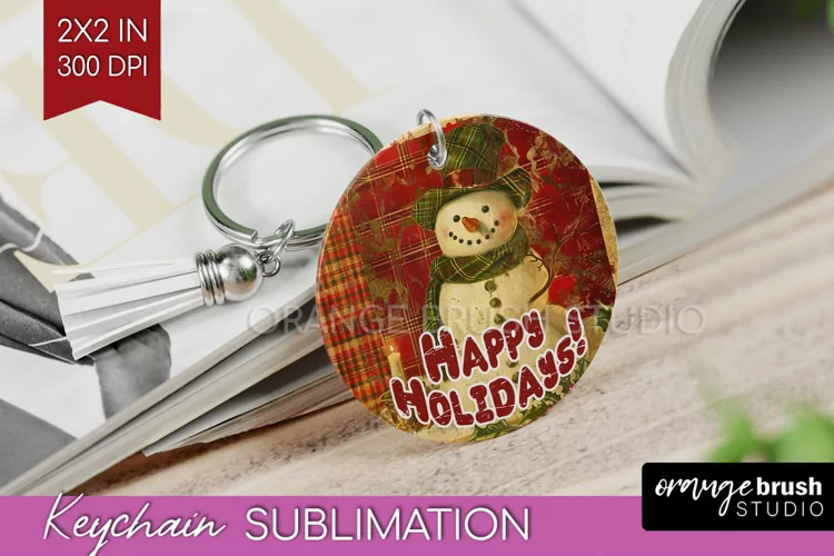 Vintage Christmas Keychain PNG - Xmas Keychain Sublimation