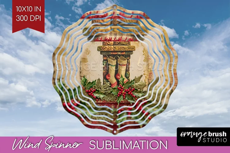 Vintage Christmas Wind Spinner PNG - Retro Xmas Sublimation