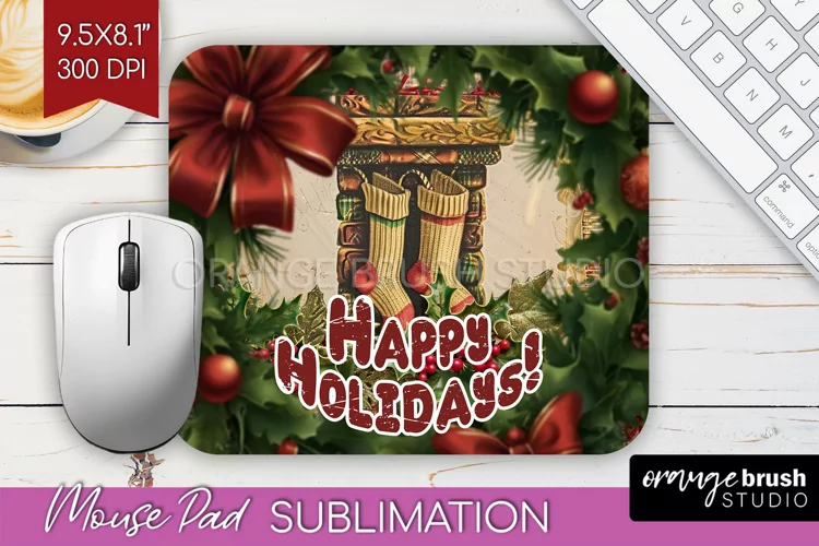 Vintage Christmas Mouse Pad Sublimation - Xmas Mousepad PNG