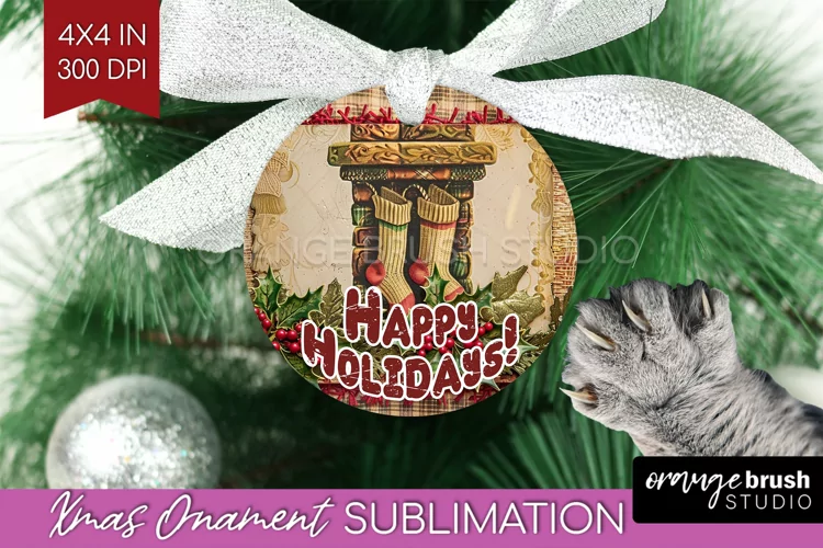 Vintage Christmas Ornament PNG - Retro Xmas Sublimation