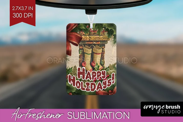 Vintage Christmas Air Freshener PNG - Xmas Car Freshener