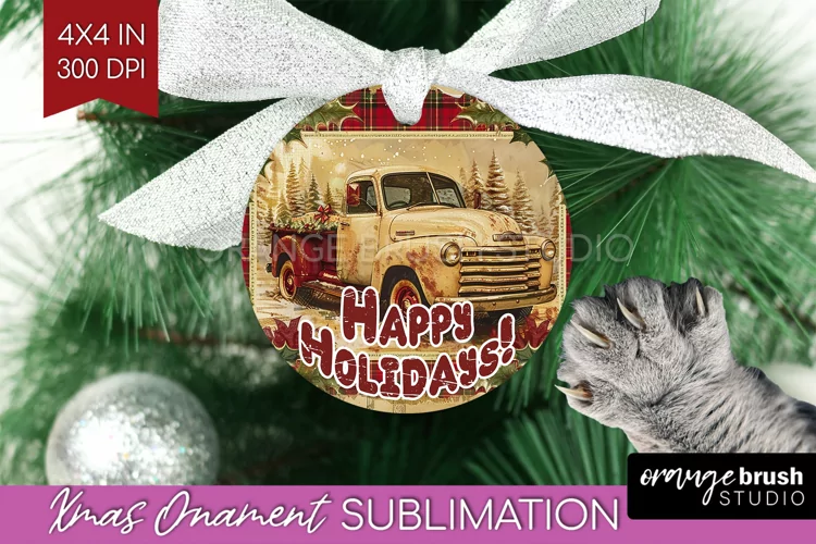 Vintage Christmas Ornament PNG - Retro Xmas Sublimation