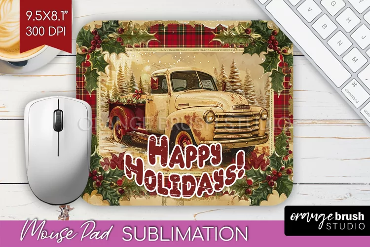 Vintage Christmas Mouse Pad Sublimation - Xmas Mousepad PNG