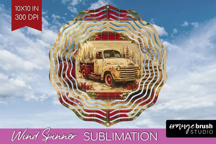 Vintage Christmas Wind Spinner PNG - Retro Xmas Sublimation