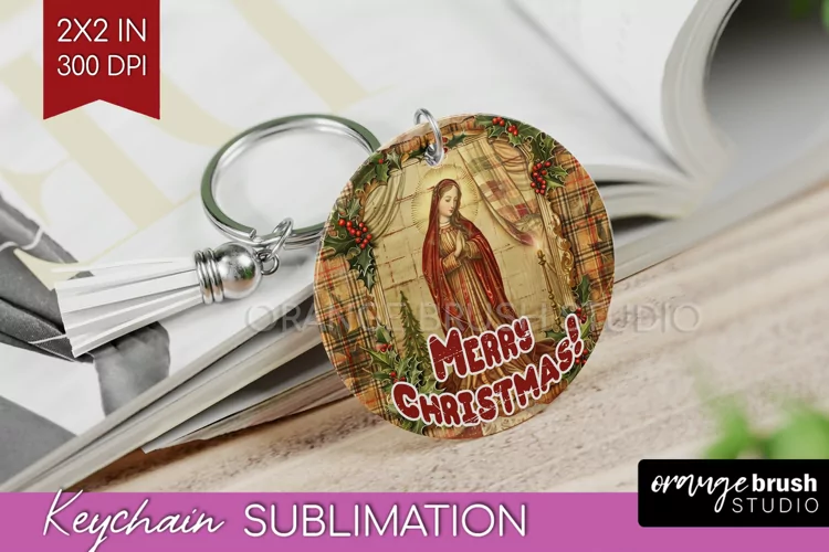 Vintage Christmas Keychain PNG - Xmas Keychain Sublimation