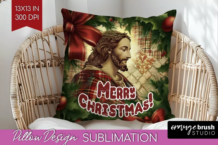 Vintage Christmas Pillow Sublimation - Xmas Pillow Cover PNG