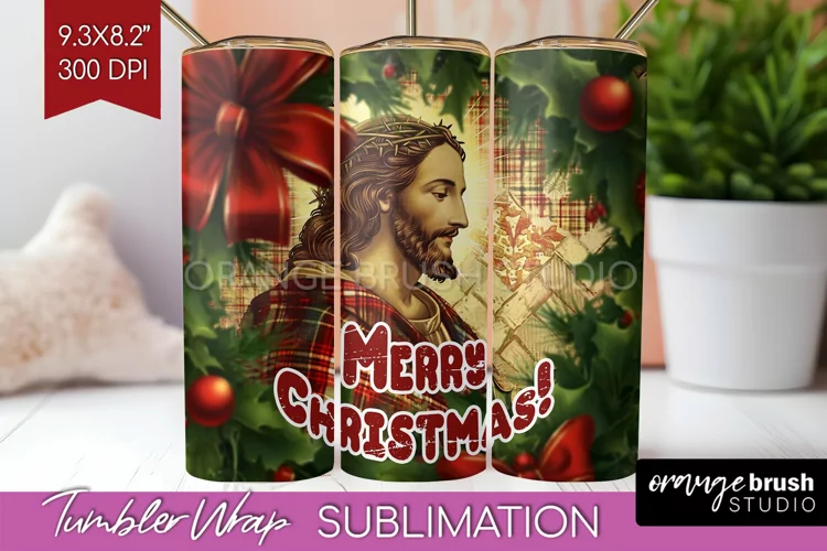 Vintage Christmas Tumbler Wrap - Xmas Tumbler Sublimation