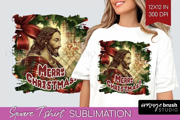 Vintage Christmas Sublimation, Xmas Square Tshirt Background