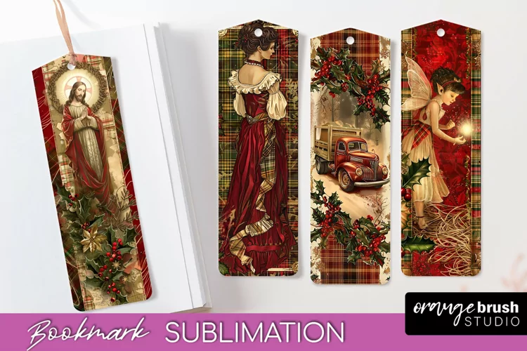 Vintage Christmas Bookmark - Retro Christmas Bookmarks PNG