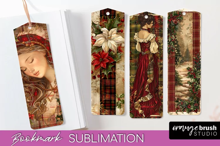 Vintage Christmas Bookmark - Retro Christmas Bookmarks PNG