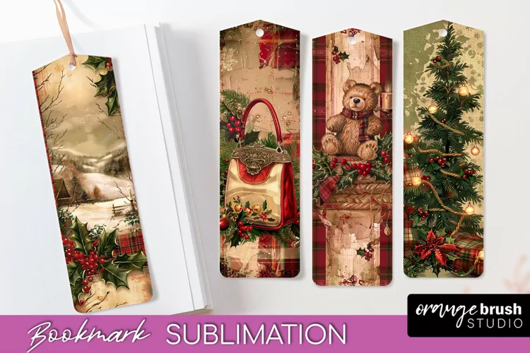 Vintage Christmas Bookmark - Retro Christmas Bookmarks PNG