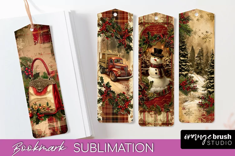 Vintage Christmas Bookmark - Retro Christmas Bookmarks PNG