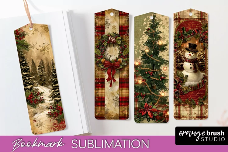 Vintage Christmas Bookmark - Retro Christmas Bookmarks PNG