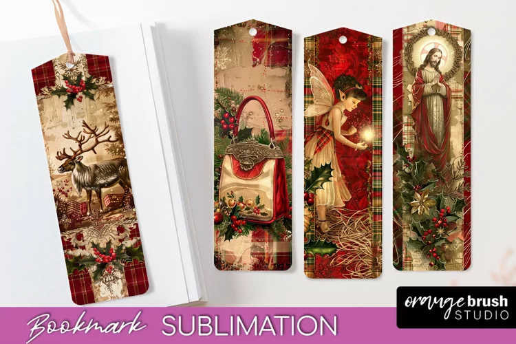 Vintage Christmas Bookmark - Retro Christmas Bookmarks PNG