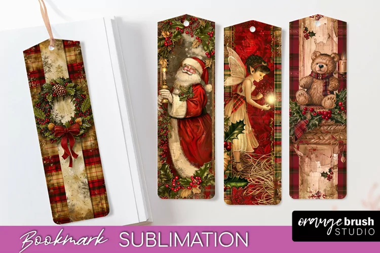 Vintage Christmas Bookmark - Retro Christmas Bookmarks PNG