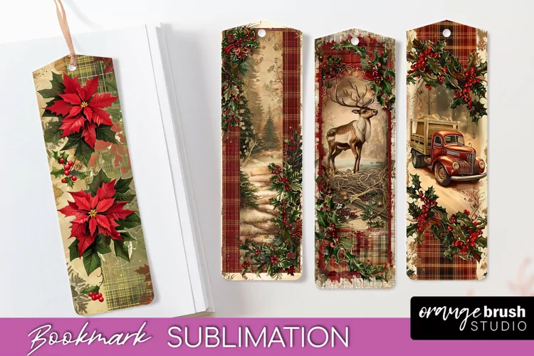 Vintage Christmas Bookmark - Retro Christmas Bookmarks PNG