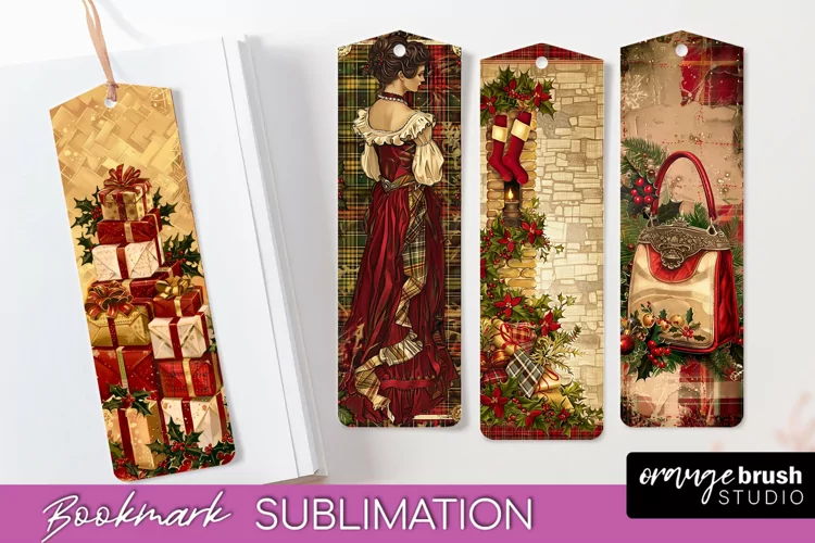 Vintage Christmas Bookmark - Retro Christmas Bookmarks PNG