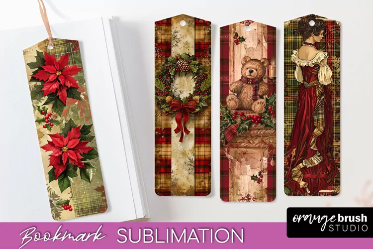 Vintage Christmas Bookmark - Retro Christmas Bookmarks PNG