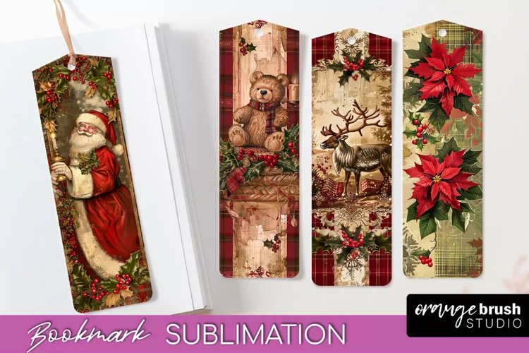 Vintage Christmas Bookmark - Retro Christmas Bookmarks PNG