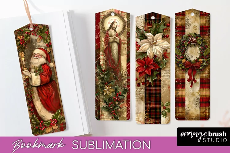 Vintage Christmas Bookmark - Retro Christmas Bookmarks PNG