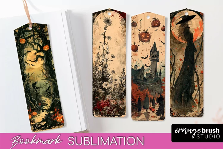 Vintage Halloween Bookmark - Printable Scrapbook Bookmarks