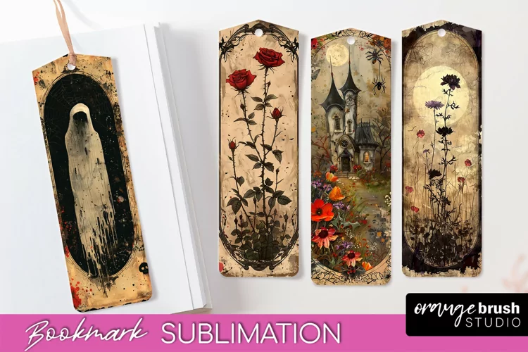 Vintage Halloween Bookmark - Printable Scrapbook Bookmarks