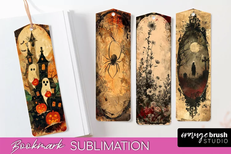 Vintage Halloween Bookmark - Printable Scrapbook Bookmarks
