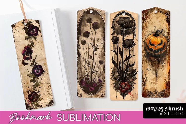 Vintage Halloween Bookmark - Printable Scrapbook Bookmarks