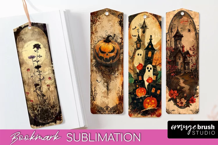 Vintage Halloween Bookmark - Printable Scrapbook Bookmarks