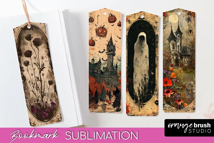 Vintage Halloween Bookmark - Printable Scrapbook Bookmarks