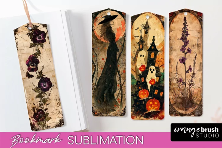 Vintage Halloween Bookmark - Printable Scrapbook Bookmarks