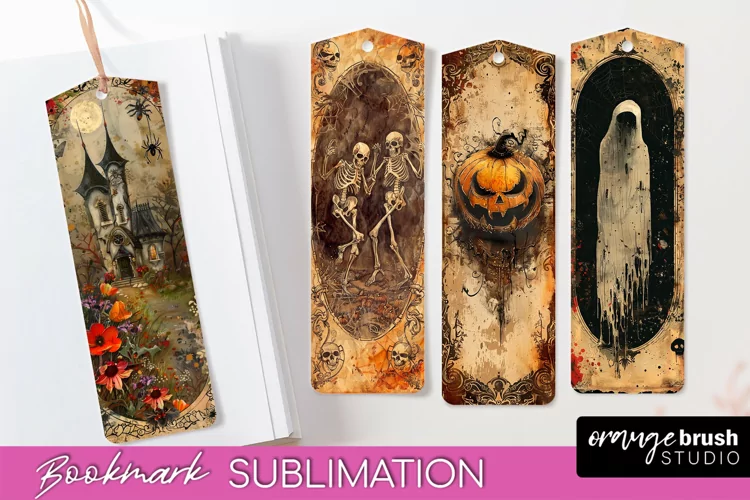 Vintage Halloween Bookmark - Printable Scrapbook Bookmarks