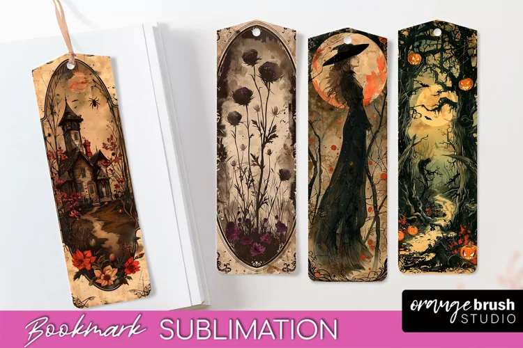 Vintage Halloween Bookmark - Printable Scrapbook Bookmarks