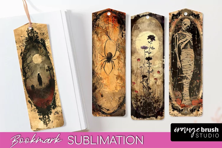 Vintage Halloween Bookmark - Printable Scrapbook Bookmarks