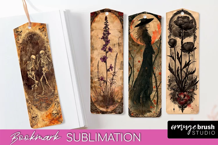 Vintage Halloween Bookmark - Printable Scrapbook Bookmarks