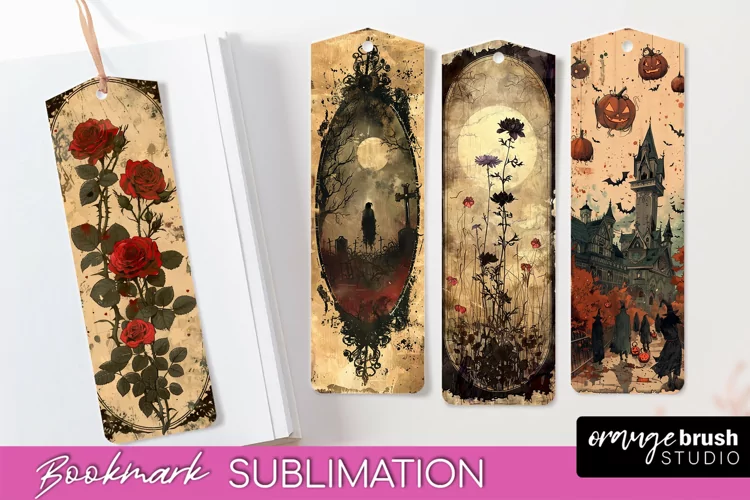 Vintage Halloween Bookmark - Printable Scrapbook Bookmarks