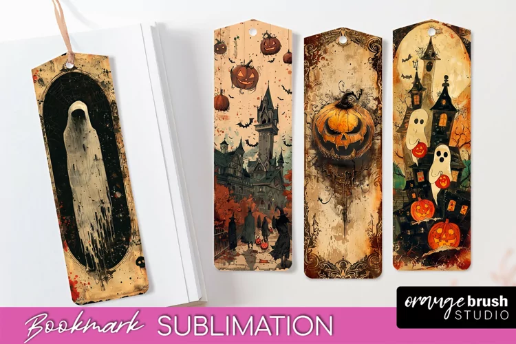 Vintage Halloween Bookmark - Printable Scrapbook Bookmarks