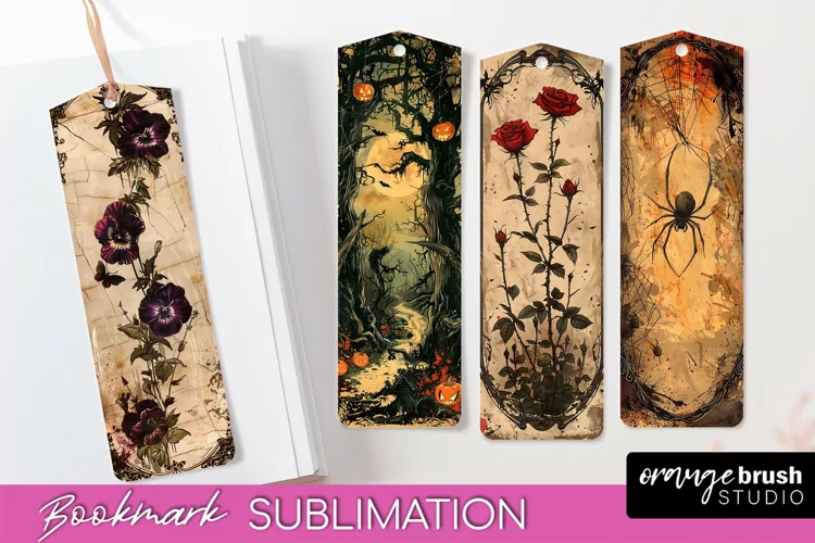 Vintage Halloween Bookmark - Printable Scrapbook Bookmarks